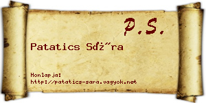 Patatics Sára névjegykártya